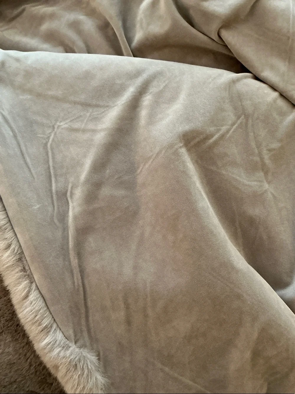 Plush Velvet Faux Fur Throw Blanket - Taupe
